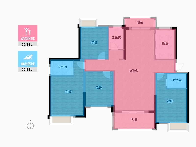 湖北省-襄阳市-盛世滨江府-119.60-户型库-动静分区