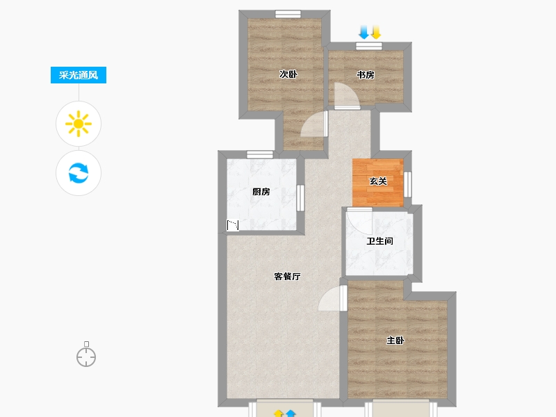 北京-北京市-京投发展・臻御府-56.66-户型库-采光通风