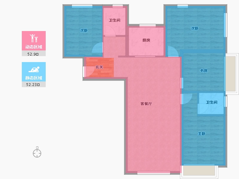 北京-北京市-诺德逸府-94.43-户型库-动静分区