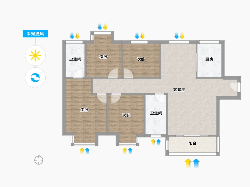 湖南省-株洲市-中建江湾壹号-96.73-户型库-采光通风