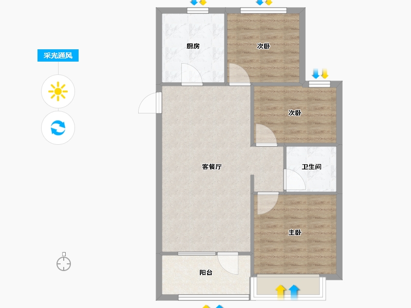 山东省-青岛市-首创·禧悦天海-73.00-户型库-采光通风