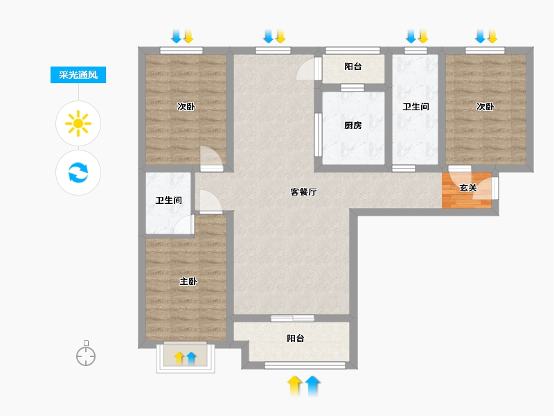 河北省-廊坊市-大厂云樾东方-93.08-户型库-采光通风