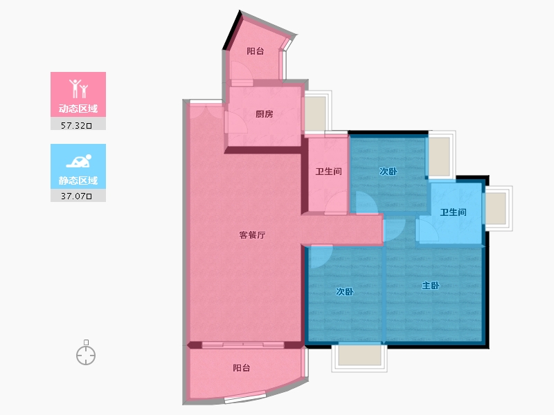 广东省-深圳市-丽晶国际-84.80-户型库-动静分区