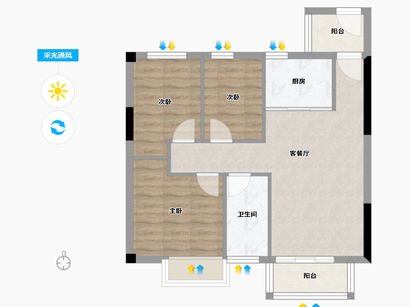 广西壮族自治区-南宁市-古汇壹号-62.24-户型库-采光通风