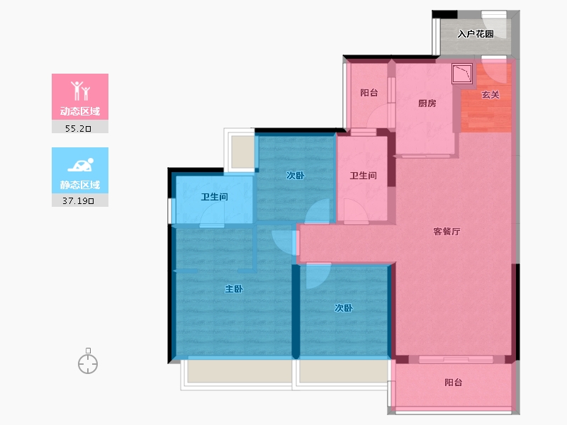 广东省-佛山市-顺德未来城-84.48-户型库-动静分区