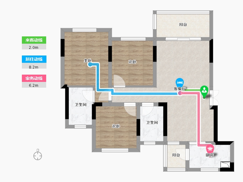 四川省-南充市-龙湾生态城-75.16-户型库-动静线