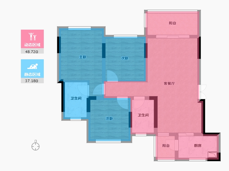 四川省-南充市-龙湾生态城-75.16-户型库-动静分区