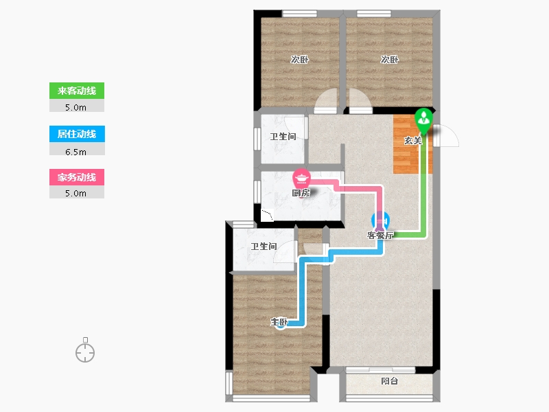 陕西省-榆林市-北伟名居-79.90-户型库-动静线