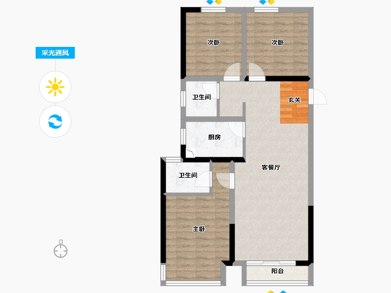 陕西省-榆林市-北伟名居-79.90-户型库-采光通风