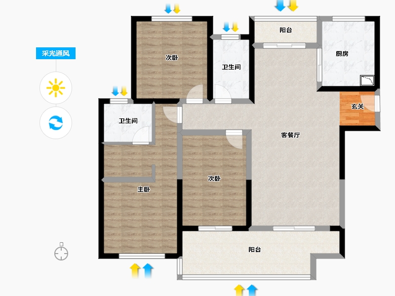 河南省-郑州市-绿都澜湾-120.01-户型库-采光通风