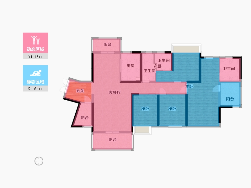 湖南省-株洲市-美的蓝溪谷-137.82-户型库-动静分区