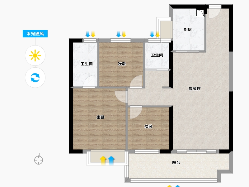 河南省-平顶山市-林溪天悦-90.00-户型库-采光通风