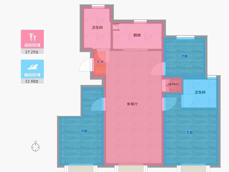 北京-北京市-和悦春风-61.77-户型库-动静分区