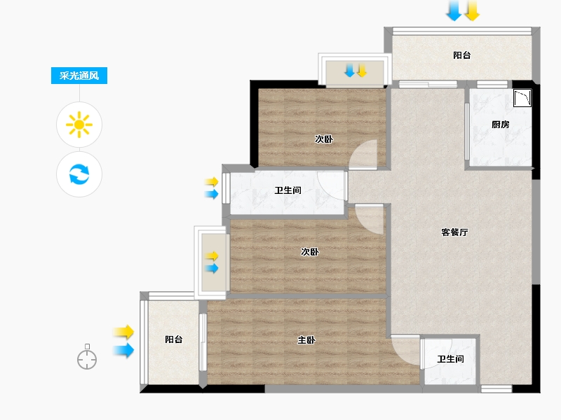 广东省-广州市-淘金半山豪庭-89.39-户型库-采光通风