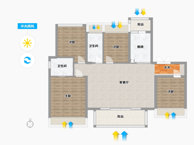 江苏省-扬州市-中信泰富锦辰-112.80-户型库-采光通风