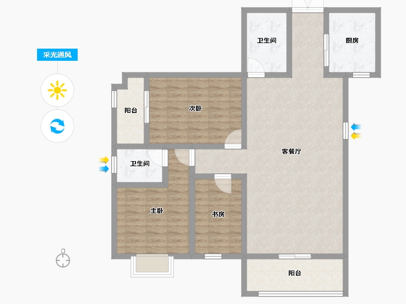 陕西省-西安市-蓝海星座-103.19-户型库-采光通风