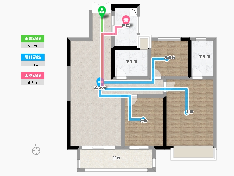 浙江省-嘉兴市-吾悦公馆-93.50-户型库-动静线