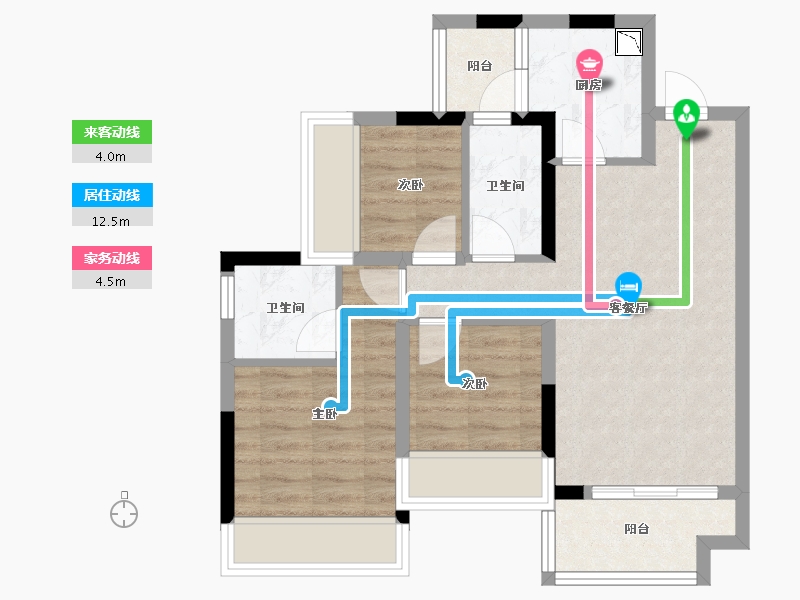 广西壮族自治区-桂林市-桂林融创九棠府-62.88-户型库-动静线