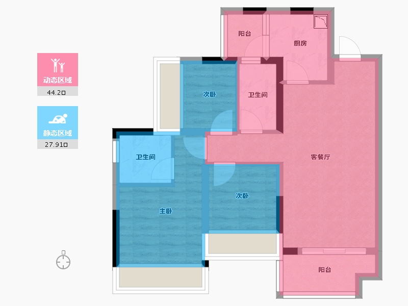 广西壮族自治区-桂林市-桂林融创九棠府-62.88-户型库-动静分区