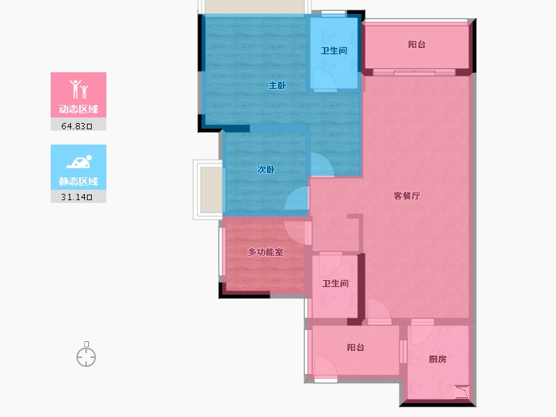 广东省-佛山市-雍翠新城-85.20-户型库-动静分区