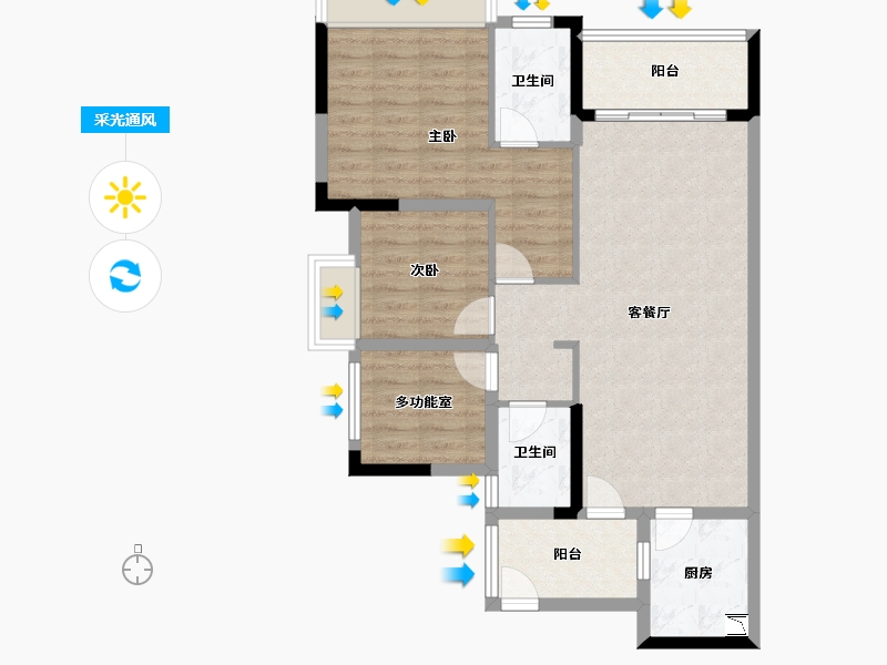 广东省-佛山市-雍翠新城-85.20-户型库-采光通风