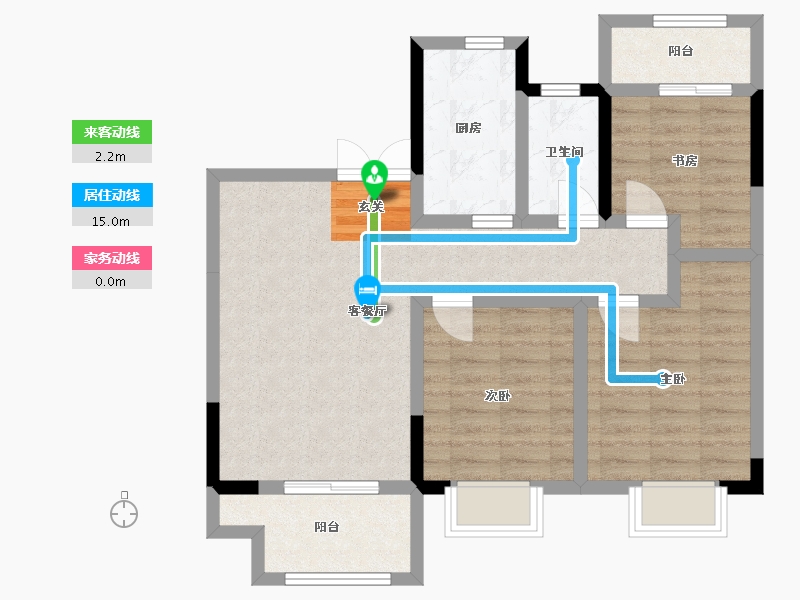 江苏省-扬州市-龙泊湾玉园-76.00-户型库-动静线