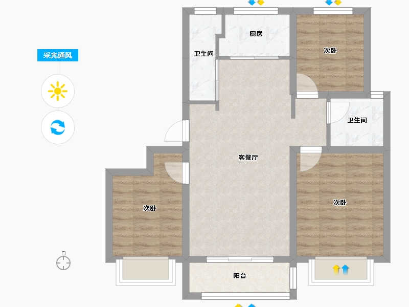 河北省-沧州市-金街家园-70.50-户型库-采光通风