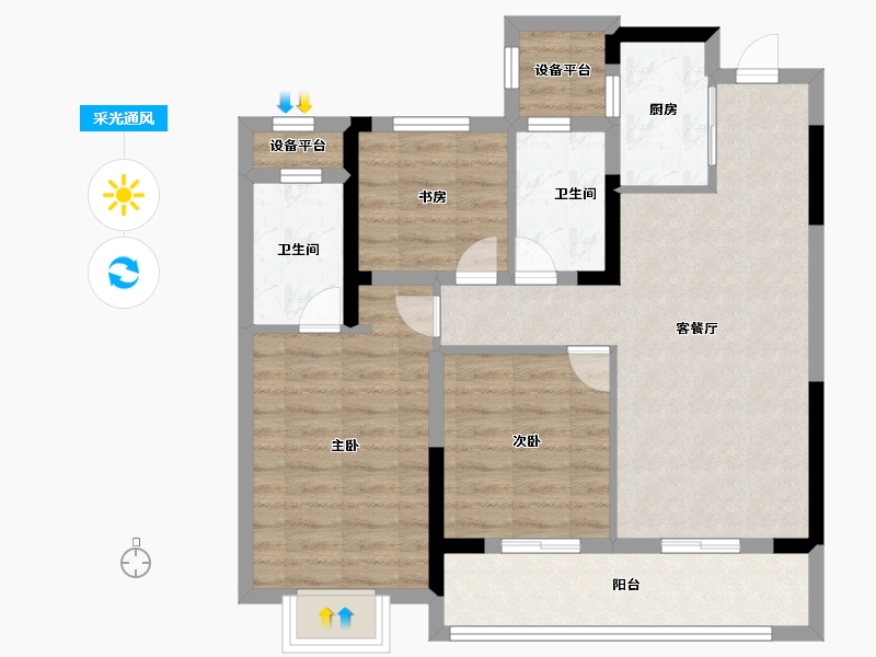 浙江省-杭州市-香栖天第-79.20-户型库-采光通风