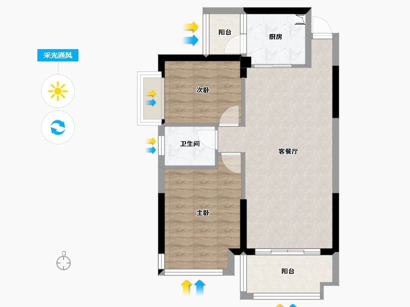 广西壮族自治区-防城港市-桂海高新未来城-64.62-户型库-采光通风