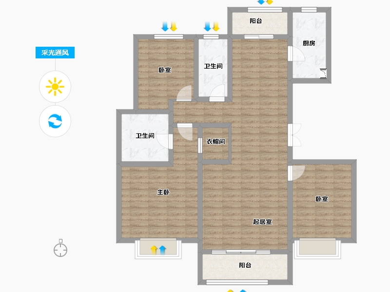 河南省-许昌市-万丰・铂金悦府-110.11-户型库-采光通风