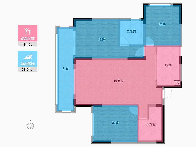 四川省-成都市-炎华置信上林开府-95.64-户型库-动静分区