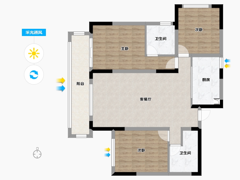 四川省-成都市-炎华置信上林开府-95.64-户型库-采光通风