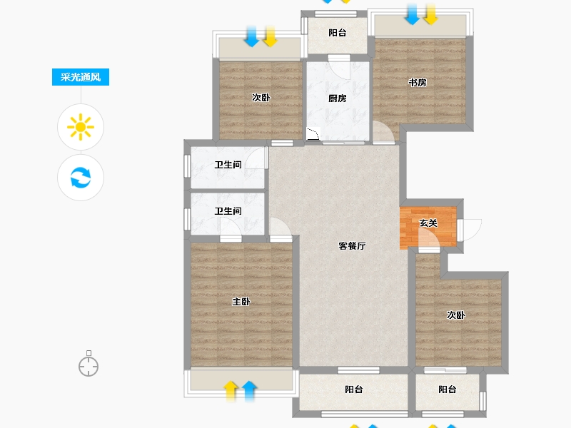 江苏省-扬州市-中信泰富锦辰-109.59-户型库-采光通风