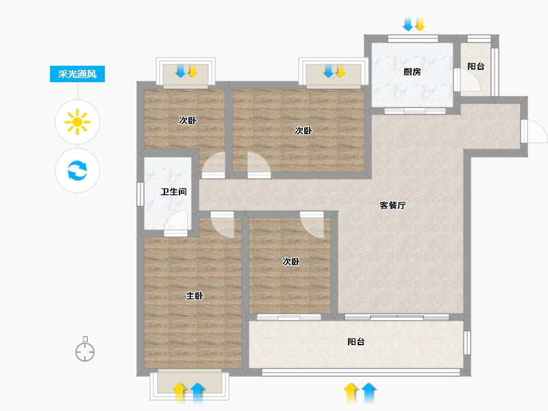 云南省-西双版纳傣族自治州-万科・大都会-108.00-户型库-采光通风