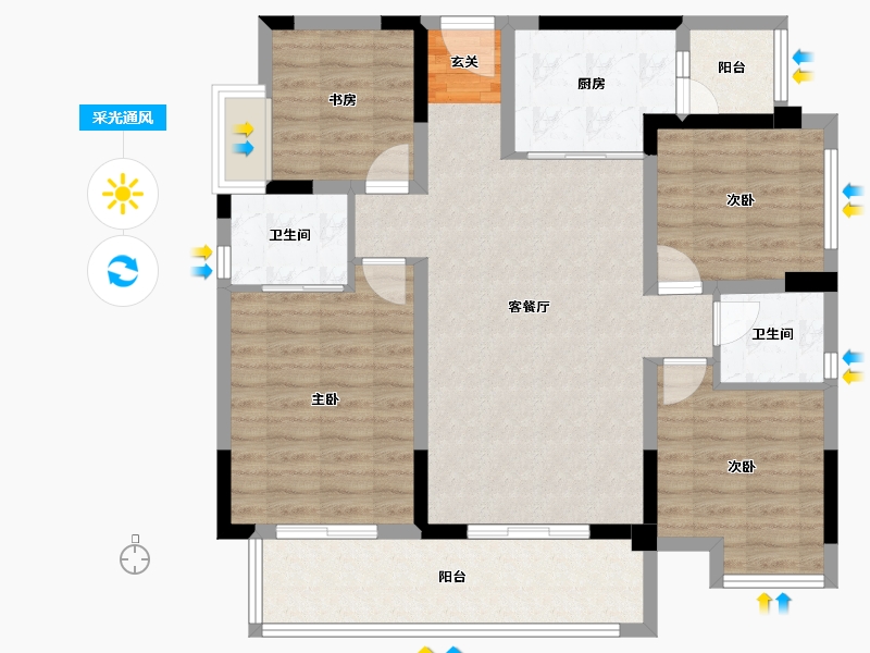 四川省-成都市-西宸春天-102.01-户型库-采光通风