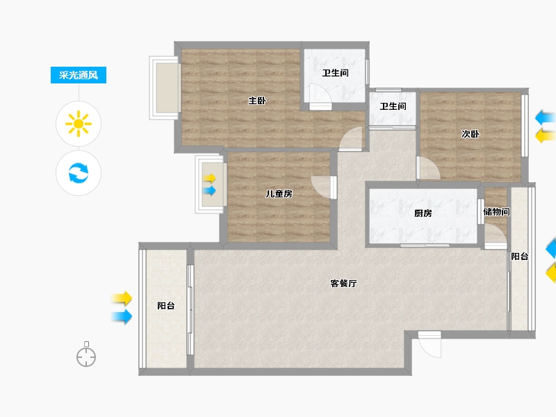 广东省-东莞市-中惠沁林山庄-108.03-户型库-采光通风