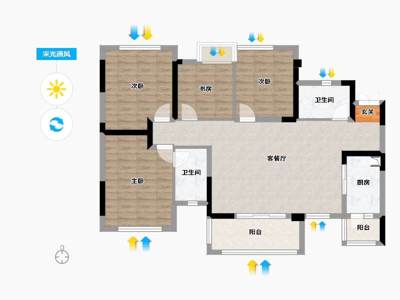 四川省-成都市-西宸春天-104.32-户型库-采光通风