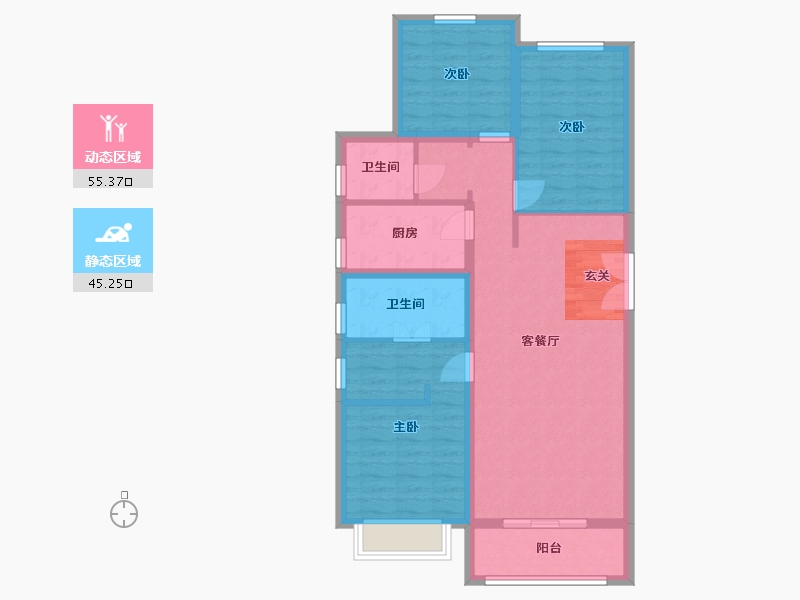 河北省-石家庄市-滨江荣盛华府-90.14-户型库-动静分区