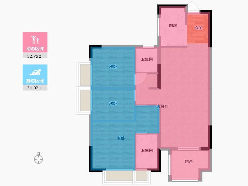 河北省-石家庄市-首铸御峰华庭-74.71-户型库-动静分区