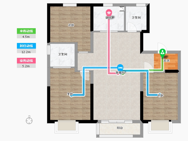 天津-天津市-碧桂园云湖-86.41-户型库-动静线