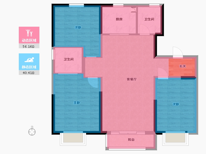 天津-天津市-碧桂园云湖-86.41-户型库-动静分区