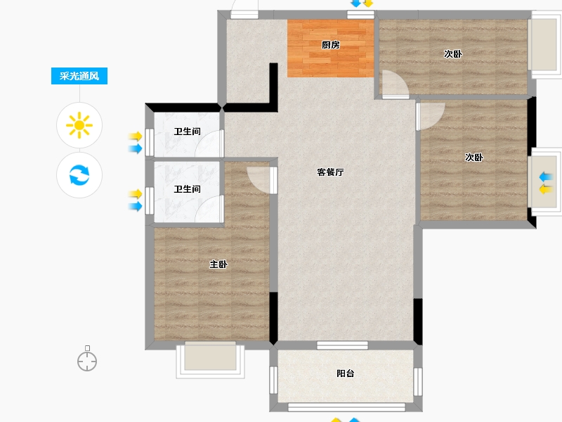 贵州省-黔南布依族苗族自治州-鸣洲丽舍-87.58-户型库-采光通风