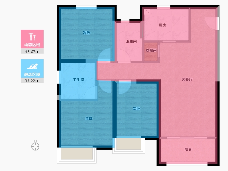 河北省-秦皇岛市-一方南岭国际・四街区-74.23-户型库-动静分区