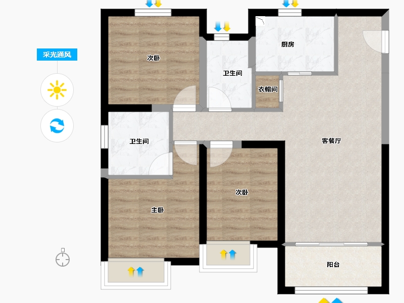 河北省-秦皇岛市-一方南岭国际・四街区-74.23-户型库-采光通风