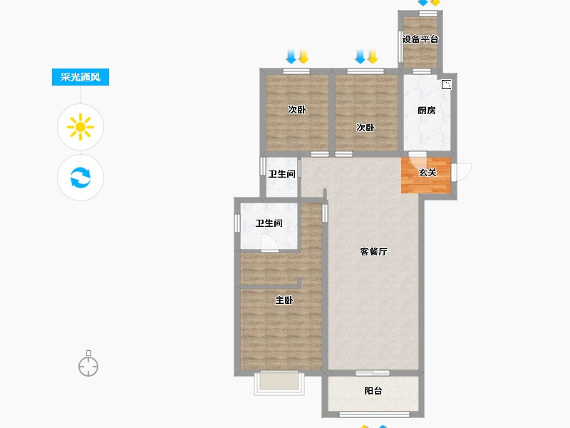 河北省-石家庄市-中冶德贤华府-104.48-户型库-采光通风