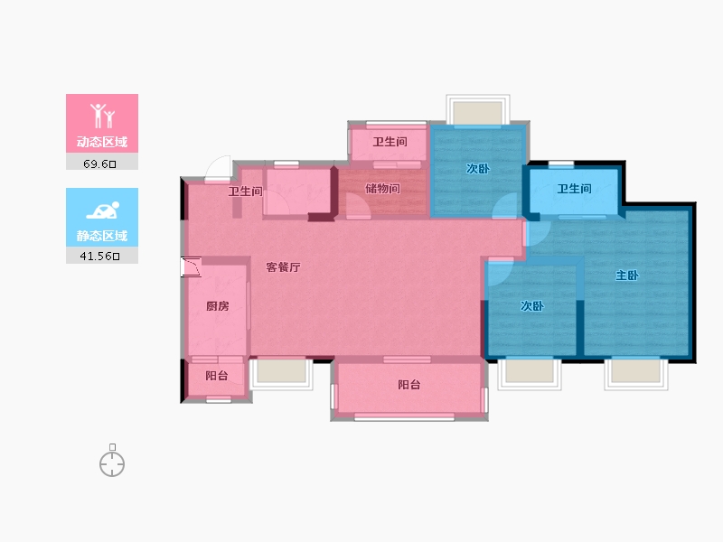 四川省-成都市-仁美熙和府-98.36-户型库-动静分区