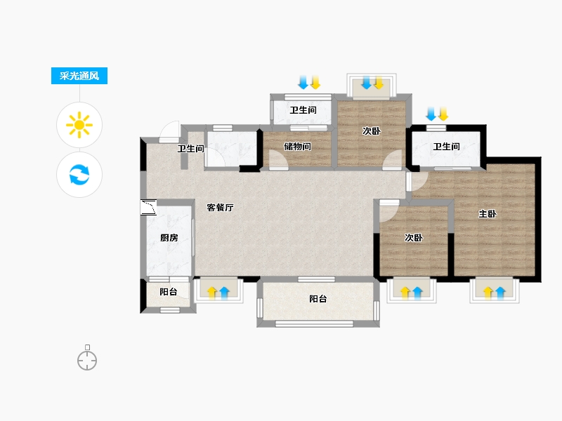 四川省-成都市-仁美熙和府-98.36-户型库-采光通风