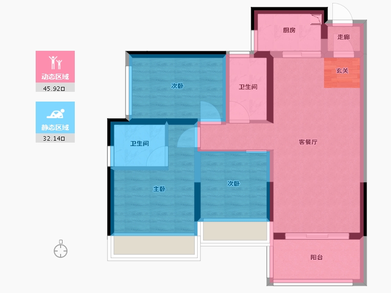 广东省-江门市-博富名苑-68.45-户型库-动静分区