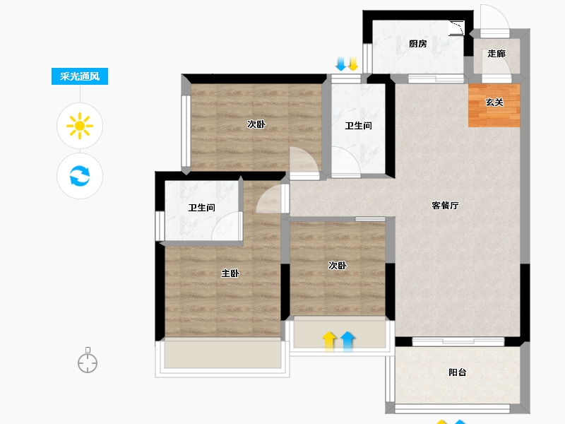 广东省-江门市-博富名苑-68.45-户型库-采光通风