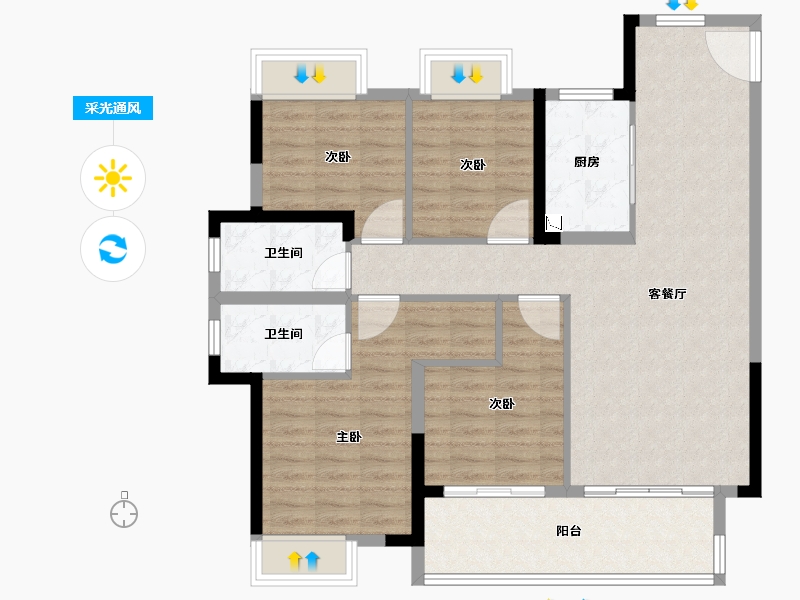 江西省-赣州市-嘉福・樾府-102.41-户型库-采光通风